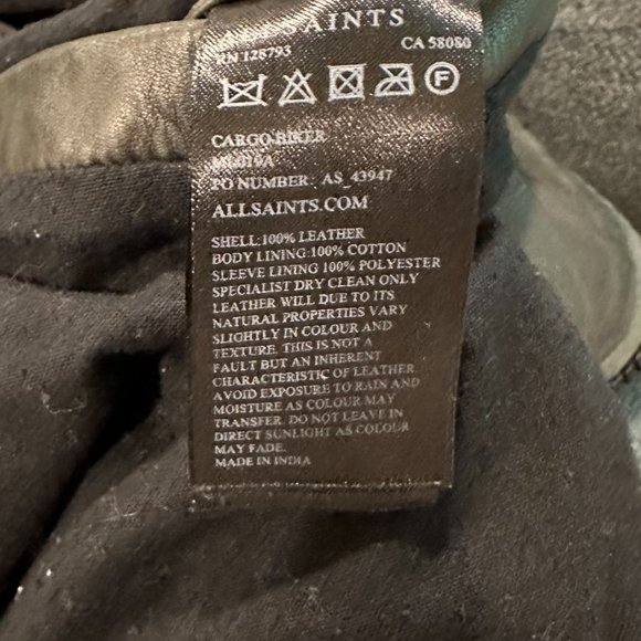 All Saints Cargo Biker Leather Jacket - Picture 7 of 9